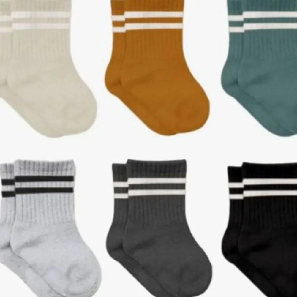 BiStyle Baby Grip Ankle Socks 6 Pair Set 0-3 Months Organic Cotton NIP Unisex